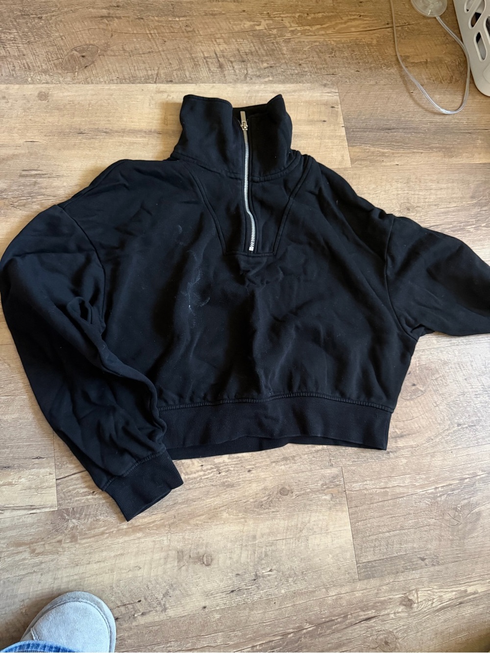 Black Half-Zip Cropped Women's Sweater